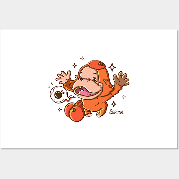 Little Overjoyed Orangeutan - The Orange-Loving Primate Wall Art by SPIRIMAL